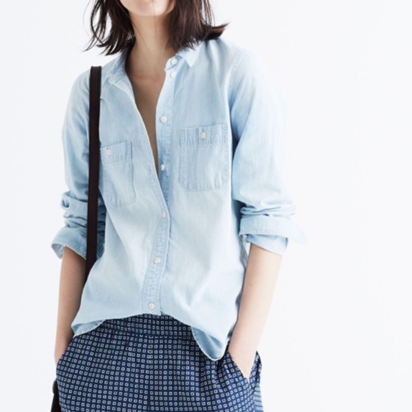 Madewell Tops - Madewell Medium Slim Ex-Boyfriend Denim Shirt